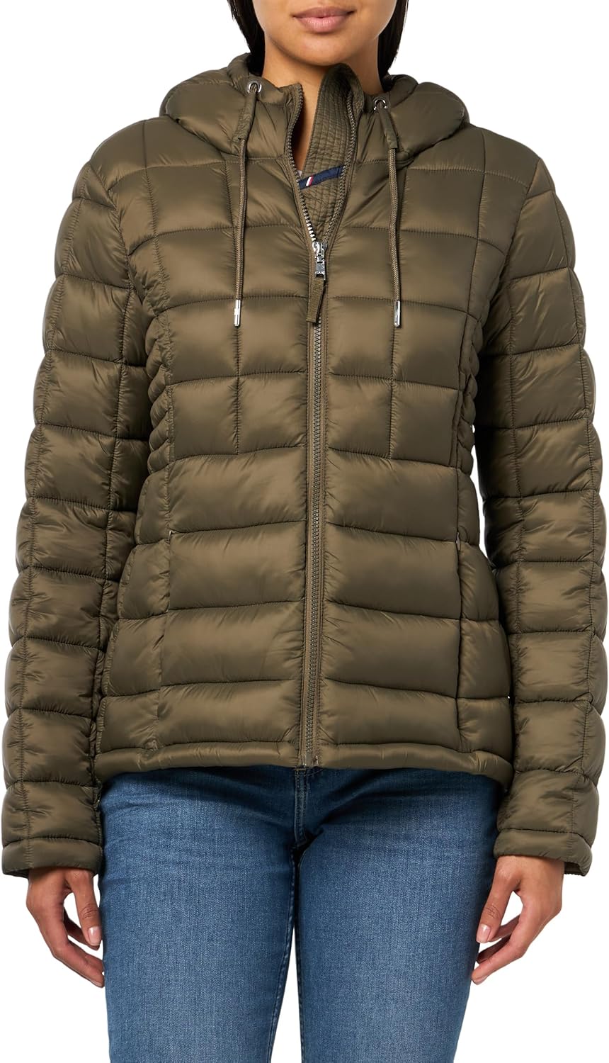 

Женская повседневная куртка Tommy Hilfiger Zip Up с длинным рукавом, легкая, Juniper