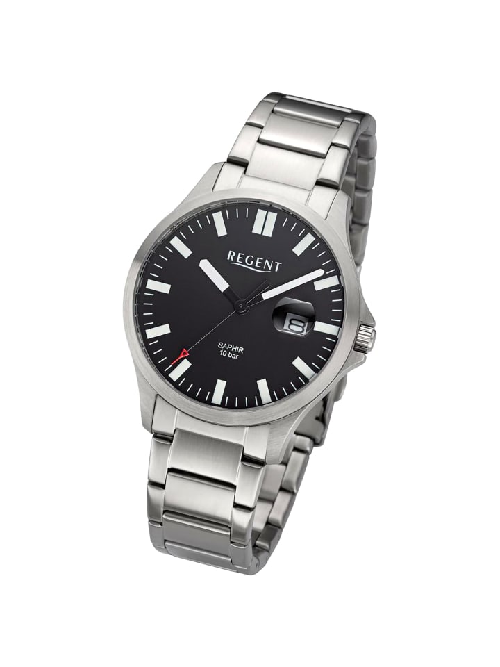 

Аналоговые наручные часы Regent, металлический браслет, серебристый цвет, большой размер (примерно 40 мм)