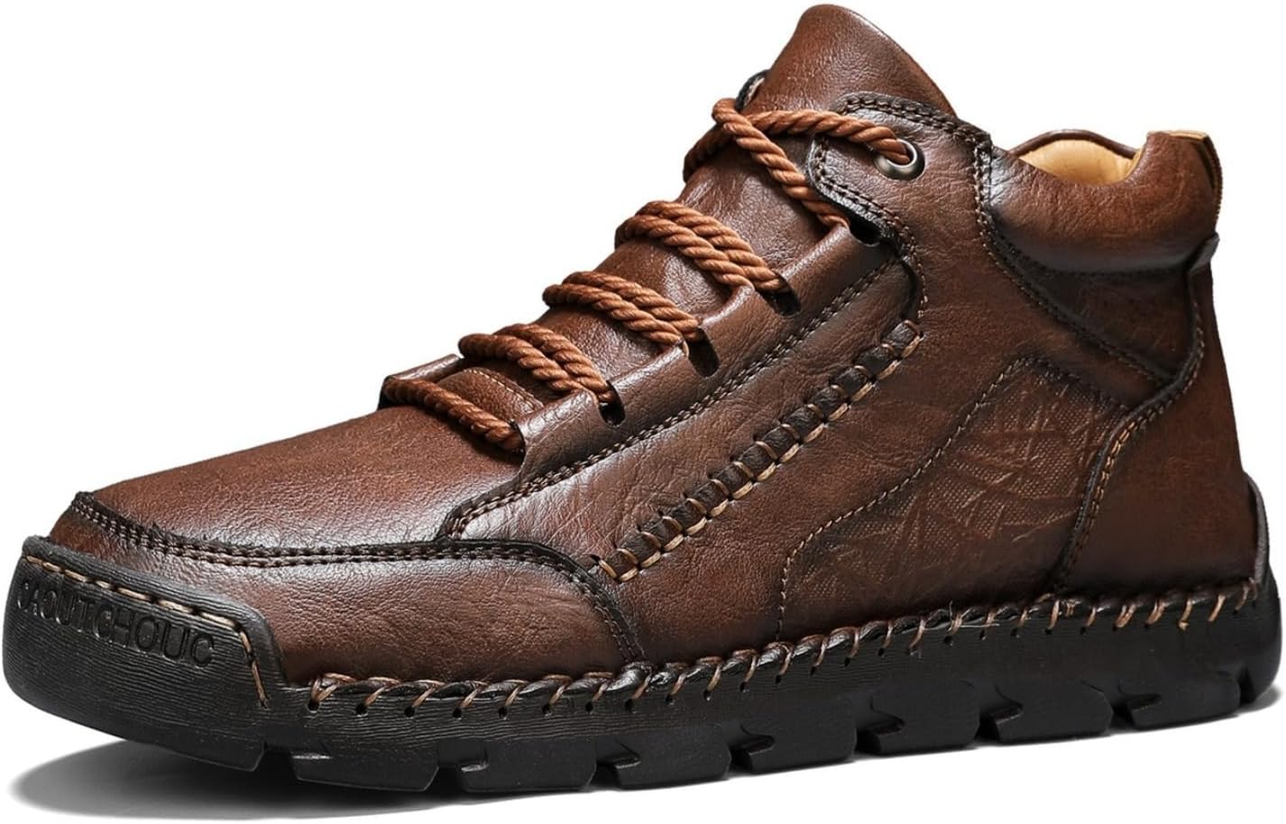 

Мужские оксфорды с массивной подошвой, ретро ботинки для улицы с противоскользящей резиновой подошвой, удобные повседневные кожаные ботинки до щиколотки для мужчин Azttoztto, коричневый