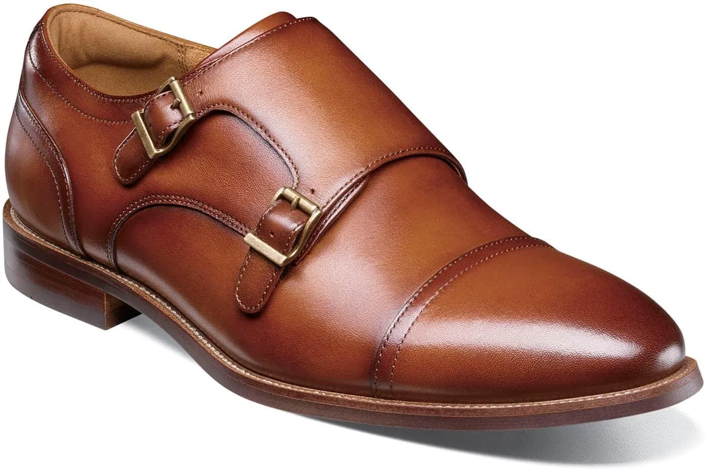 Мужские лоферы Florsheim Rucci с двойной пряжкой и закрытым носком, Cognac