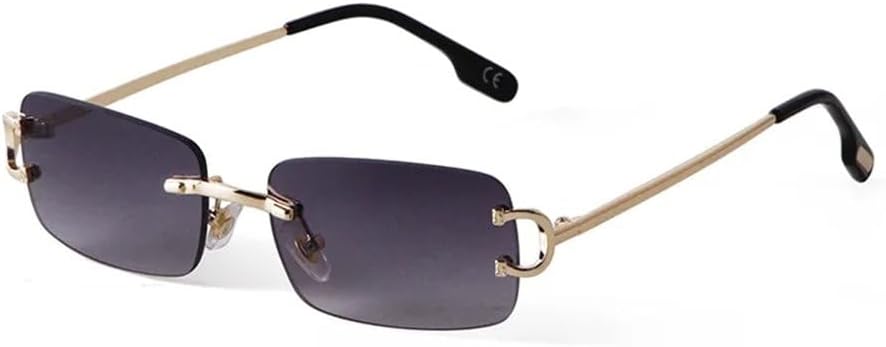 

Солнцезащитные очки в стиле ретро 2027 года, прямоугольные, без оправы, для женщин и мужчин, с золотой металлической оправой, защита от УФ-излучения UV400 MTZJH, C5 Gold Gray