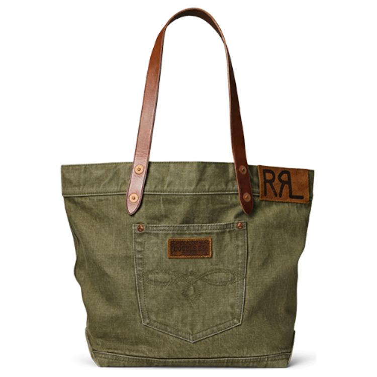 

Ralph Lauren Хлопковая сумка-шопер через плечо мужская оливкового цвета