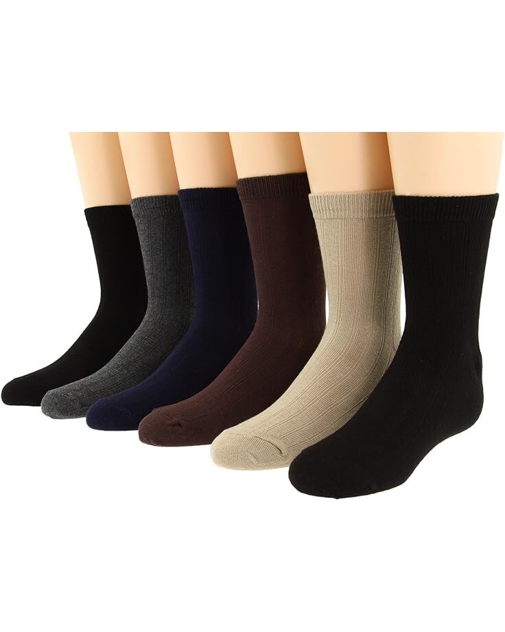 

Носки Jefferies Socks Rib Crew Sock Six Pair Pack, цвет Black/Black/Charcoal/Chocolate/Khaki/Navy
