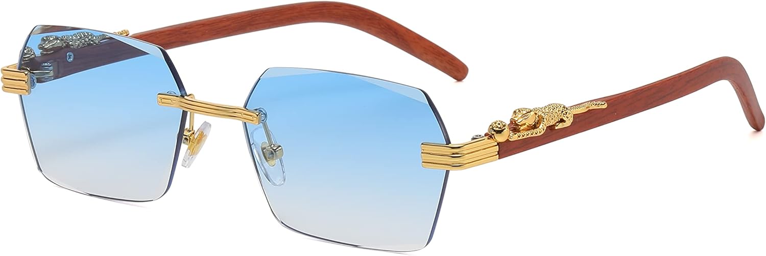 

Безупречные очки. Ретро-солнцезащитные очки без оправы. Роскошные винтажные металлические прямоугольные солнцезащитные очки с тонированными цветными линзами FLAWLESS EYEWEAR, Blue