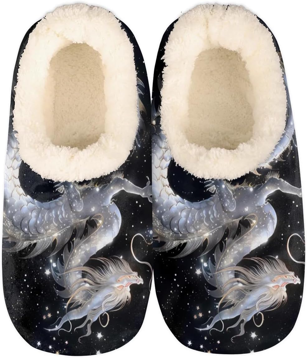 

Домашние тапочки для женщин и мужчин, мягкие пушистые уютные тапочки-носки с нескользящей подошвой для дома и улицы Yppahhhh, Dragon