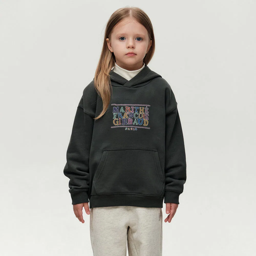 Детское худи с начёсом Doodle Classic Logo, угольное, от Marithé Kids