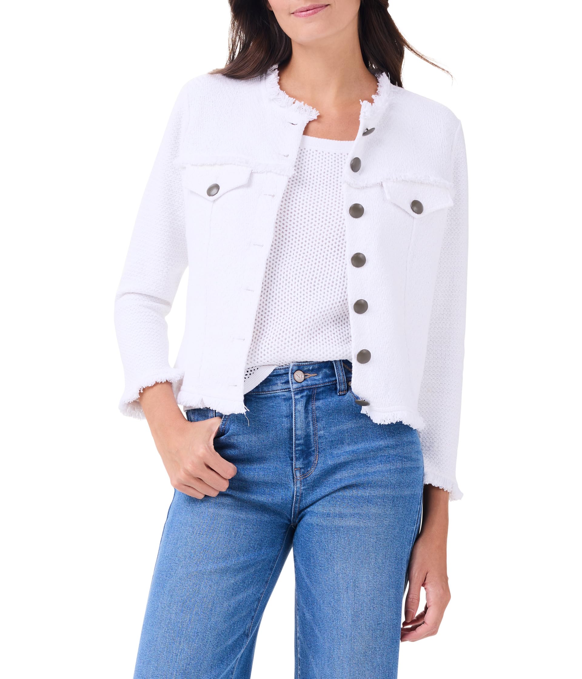 

Куртка NIC+ZOE Utility Fringe Mix Knit Jacket, Paper White