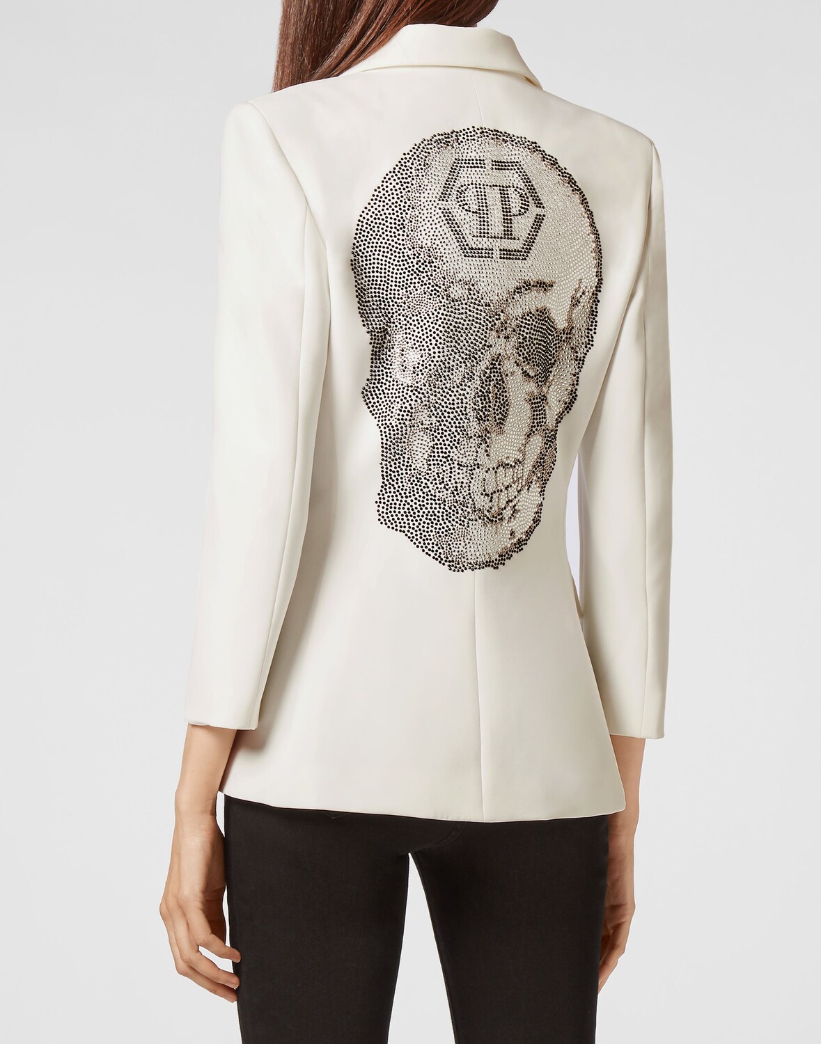 

Блейзер Cady с короткими рукавами и стразами Skull Philipp Plein, цвет Cream