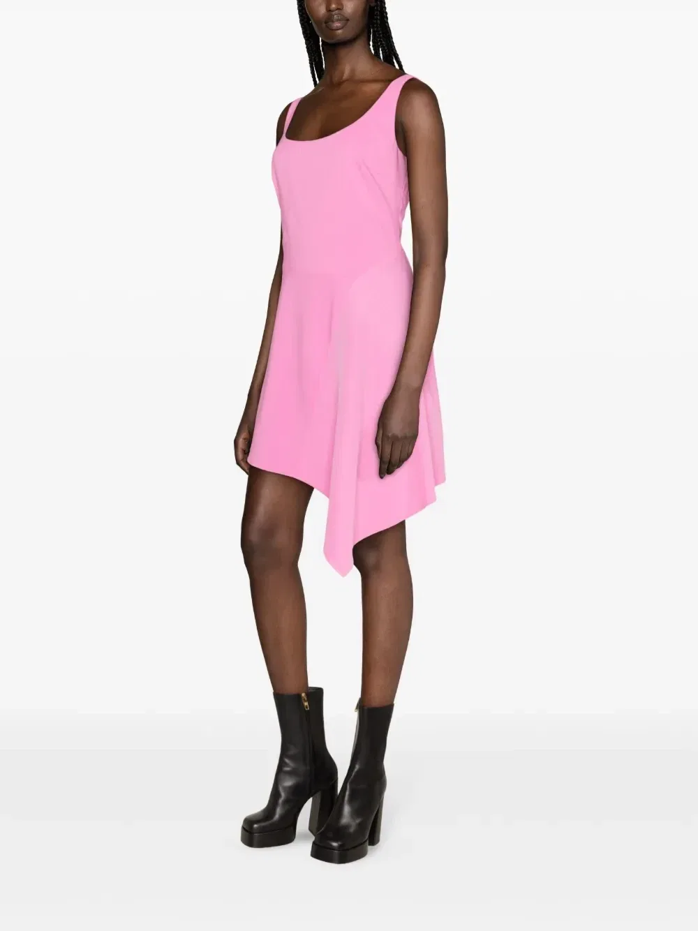 Короткое платье асимметричного кроя без рукавов Dsquared2, розовый — фото 3