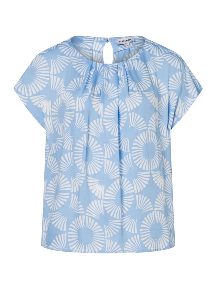 

More & More Блузка с короткими рукавами и принтом небесно-голубого/бежевого цвета