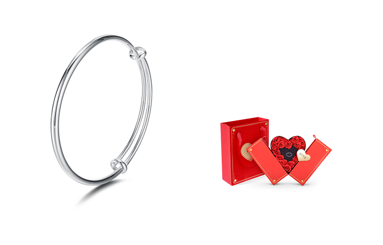 

Регулируемый раздвижной браслет Освежающий универсальный для женщин VIGG, Plain Circle Bracelet + Love Gift Box