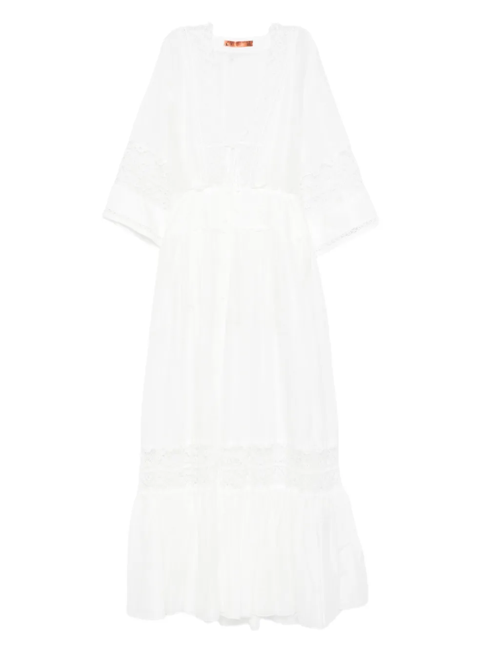 

Ярусное платье с кружевом Ermanno Scervino, белый