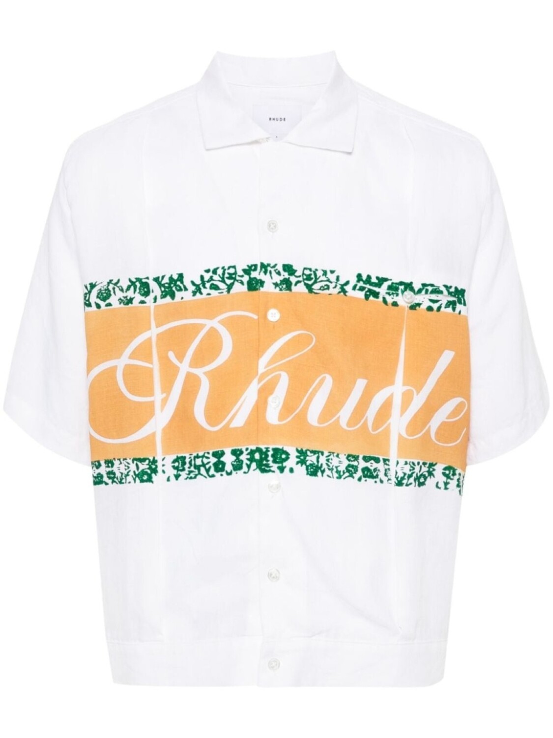 

RHUDE рубашка из ткани шамбре с логотипом, нейтральный цвет