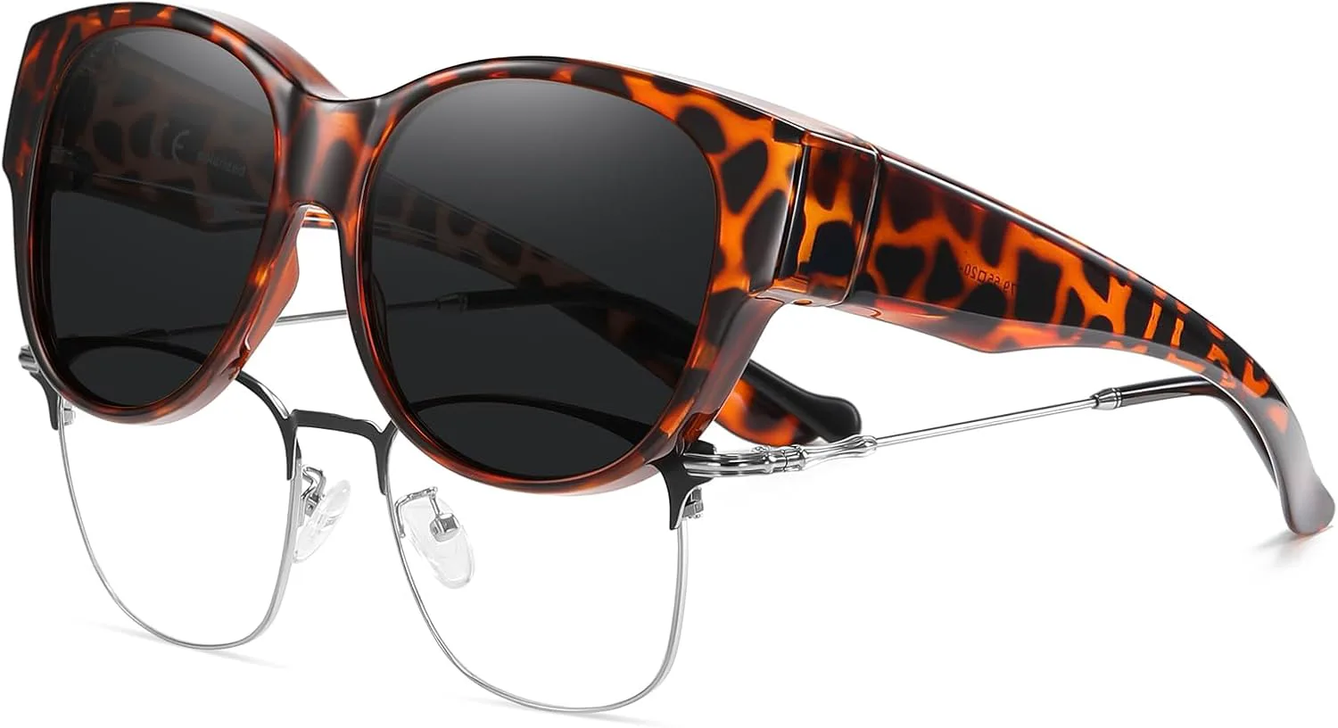 

Модные солнцезащитные очки-«кошачий глаз» HAOLOTA в коричневой и серой черепаховой оправе, подходят для ношения поверх очков, с защитой от УФ-излучения, brown