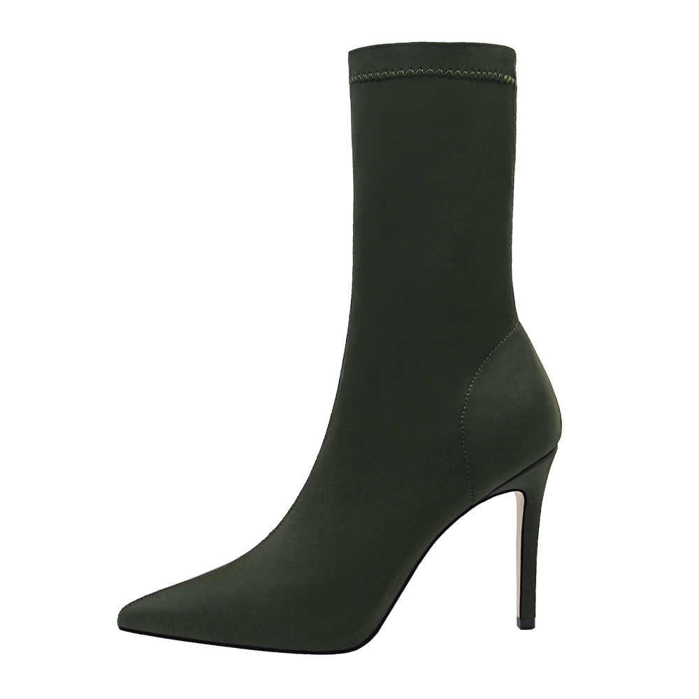 QITUMAUL Зеленые женские ботильоны на каблуке 10 см, цвет Green[Heel Height 10cm]