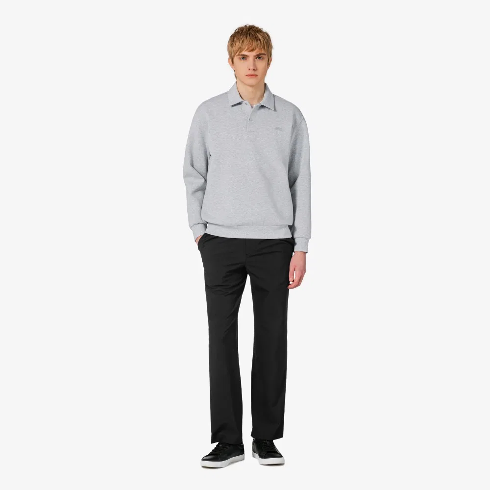 Мужские чёрные лёгкие слаксы полуширокого кроя от Lacoste