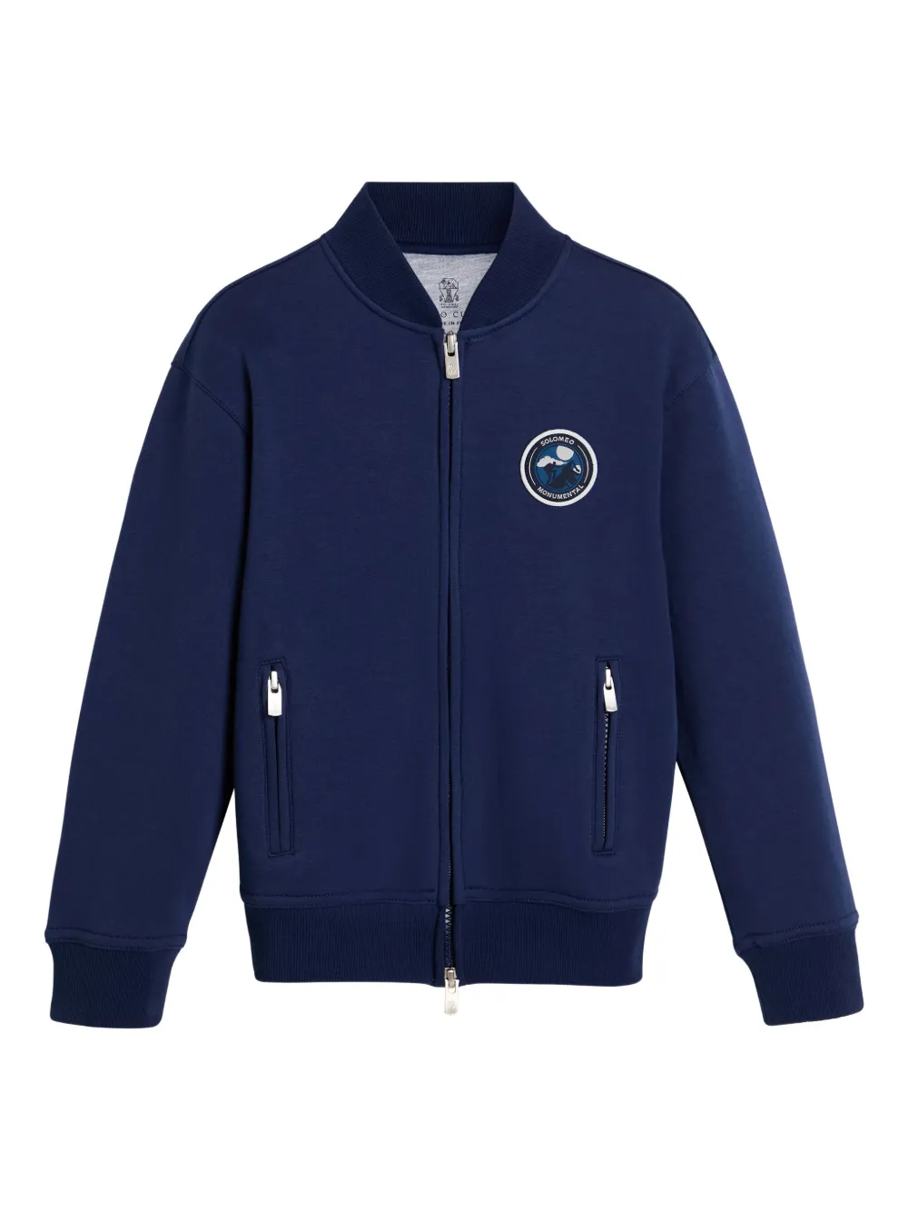 

Куртка-бомбер на молнии с нашивкой-логотипом Brunello Cucinelli Kids, синий