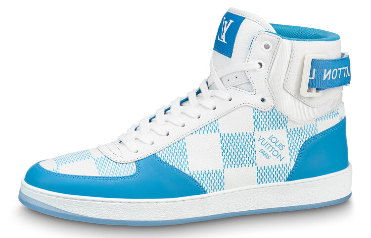 

Кроссовки LOUIS VUITTON Rivoli Skateboard Shoes Men High-Top Blue White, Синий, Кроссовки LOUIS VUITTON Rivoli Skateboard Shoes Men High-Top Blue White