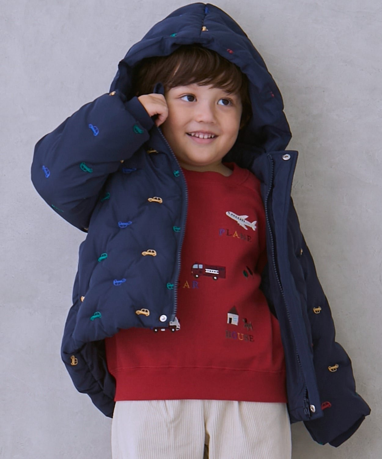 Утепленная куртка с вышивкой разных цветов Petit main, Navy blue — фото 2