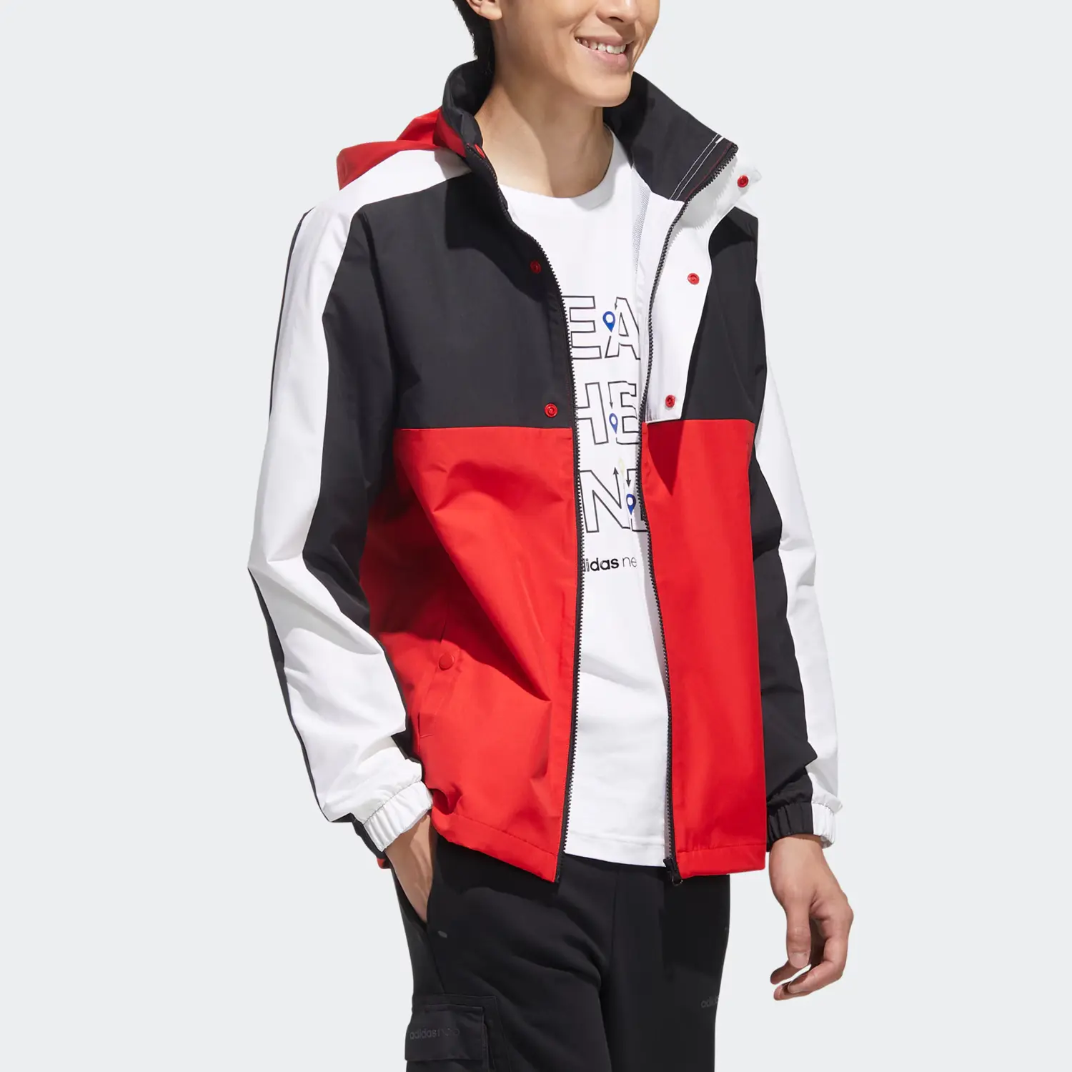 Куртка мужская светло-алая Adidas Neo, цвет Light Scarlet — фото 2