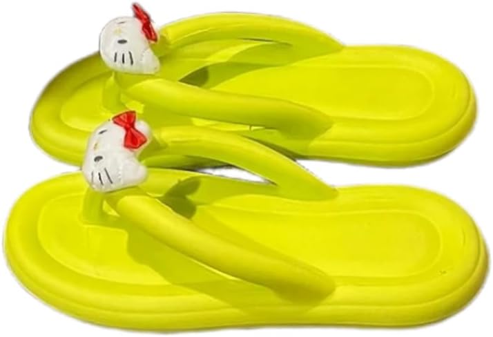 

Противоскользящие милые тапочки с мультяшными котами для женщин и мужчин, мягкие сандалии для дома и улицы, пляжные шлепанцы Cloudies Fswinder, желтый