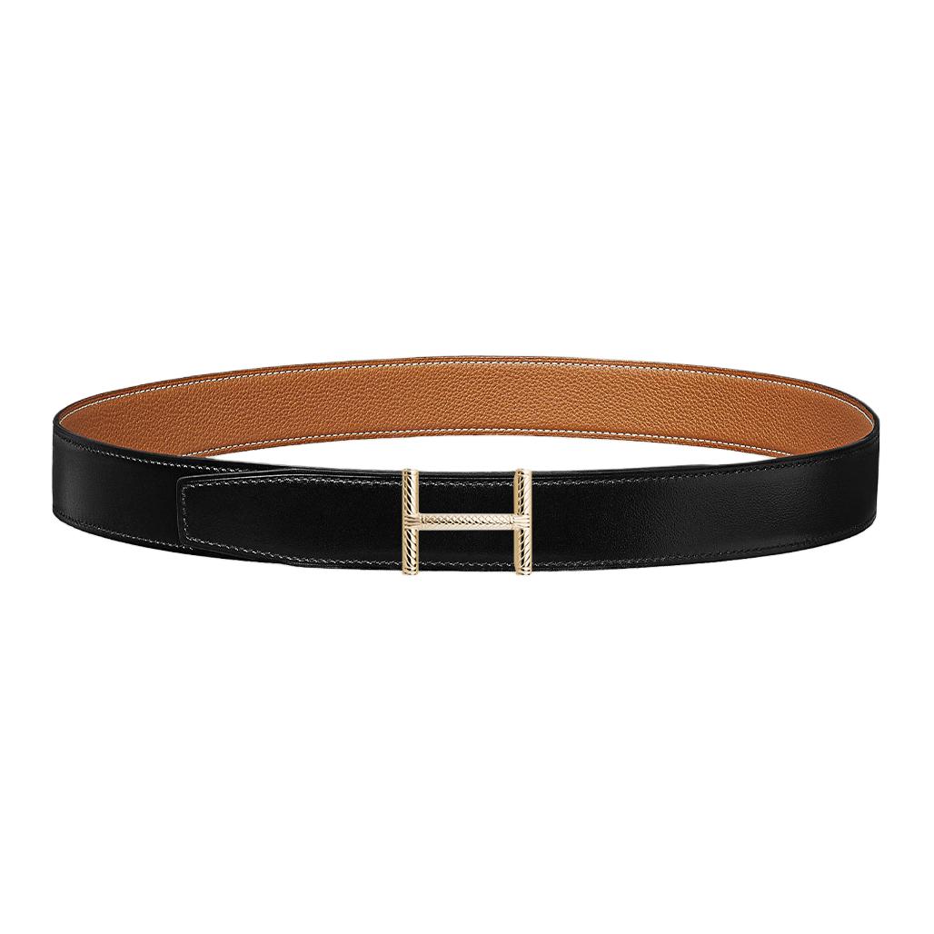 

HERMES Мужской ремень из телячьей кожи черный, Black