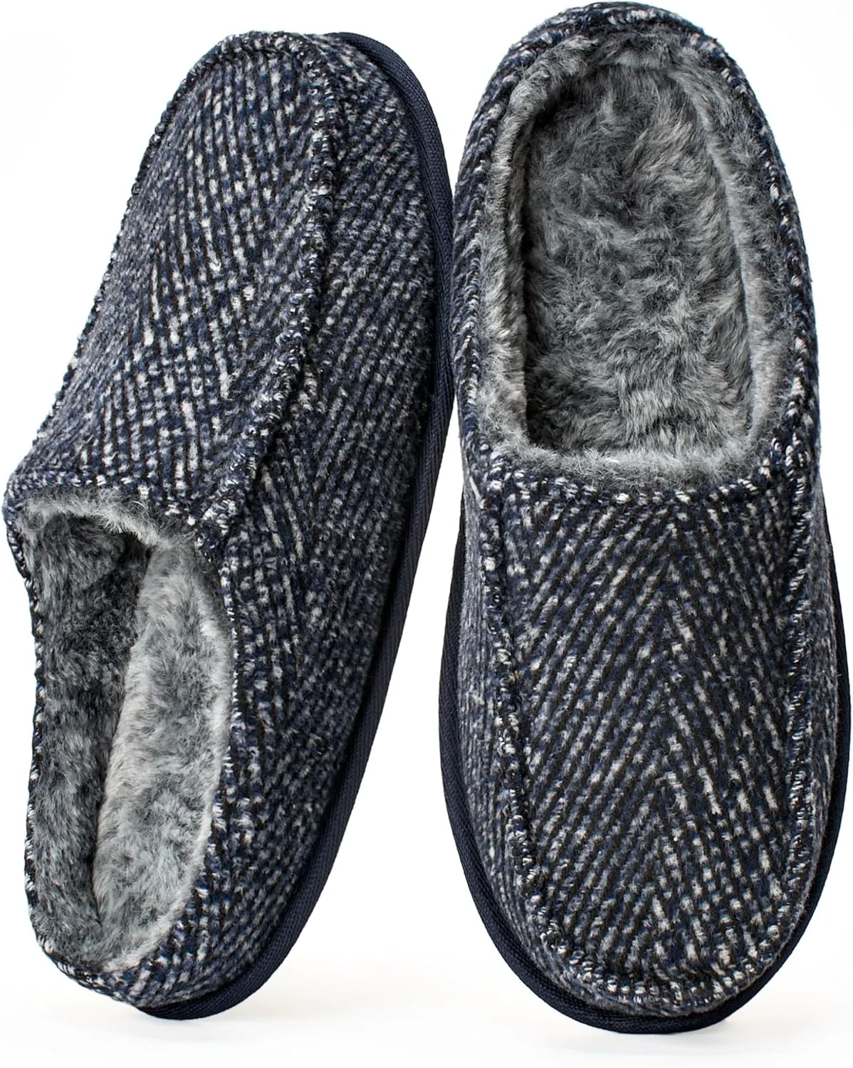

Мужские тапочки Cozylook с легким надеванием, с амортизирующей стелькой из пены с эффектом памяти, нескользящей подошвой для дома и улицы, с мягкой плюшевой подкладкой, уютный подарок, размеры 8-15, темно-синий