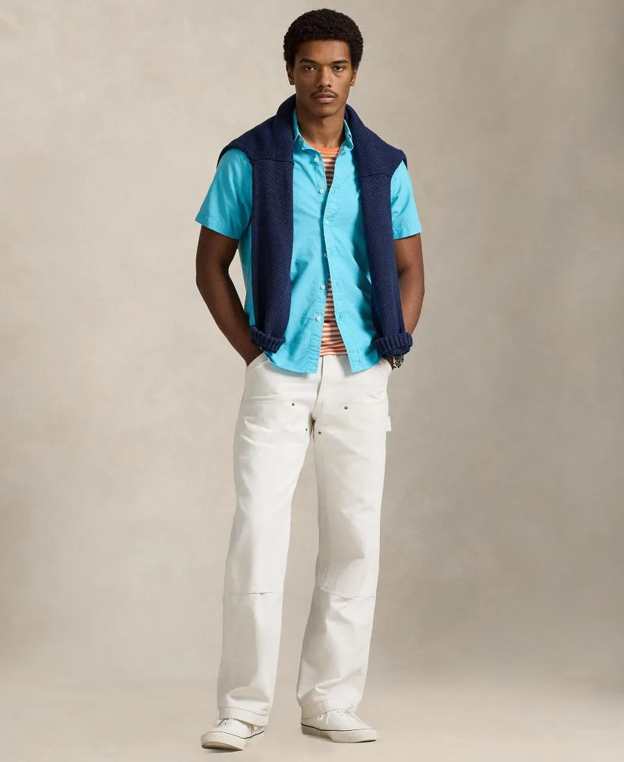 Мужская рубашка Оксфорд, окрашенная в готовом виде Polo Ralph Lauren, Perfect Turquoise — фото 2