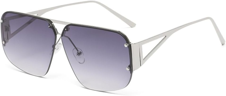 

Женские винтажные солнцезащитные очки в крупной металлической оправе, модные женские очки с градиентными цветными линзами и защитой от УФ-излучения UV400 LVTFCO, Silver Grey