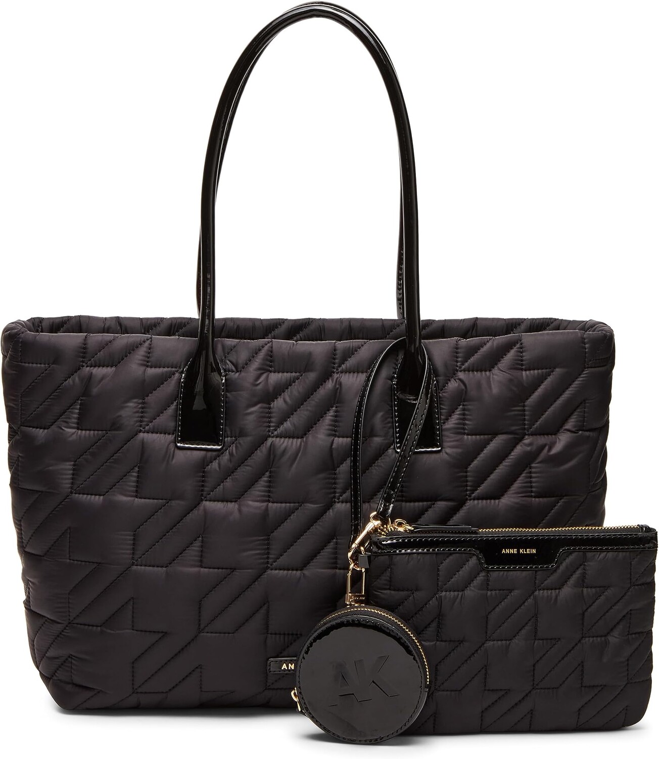 

Сумка Anne Klein Quilted Nylon Tote with Pouch, цвет Black/Black