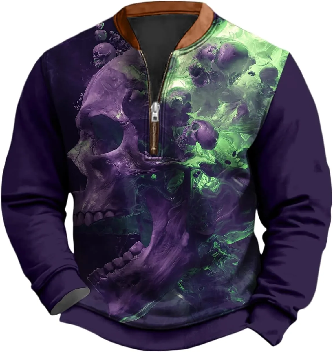 

Свитшот Fall Cool с принтом черепа животного, мужской, свободный, с длинными рукавами и воротником-стойкой Xolivan