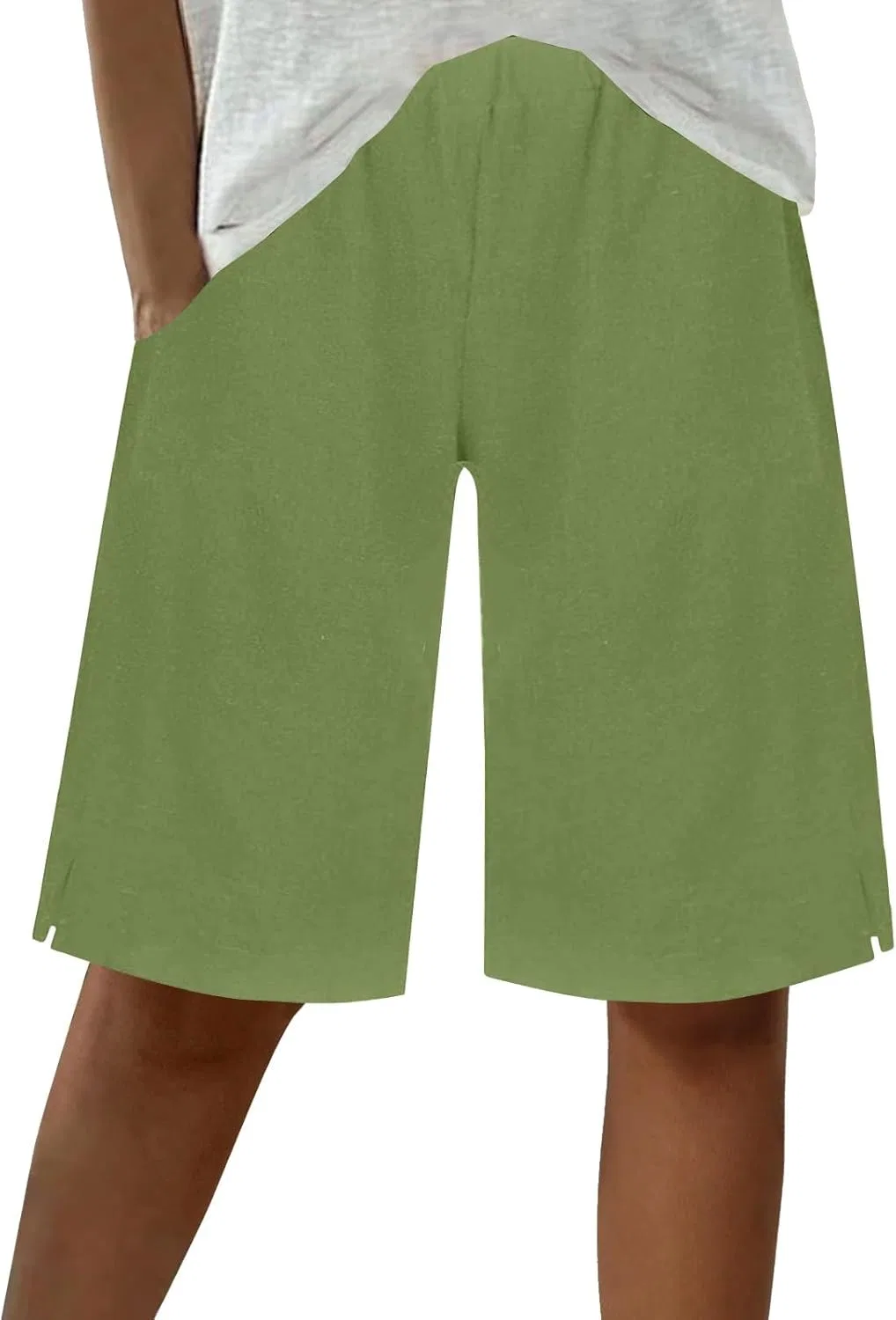 Шорты бермуды женские из льна, Green
