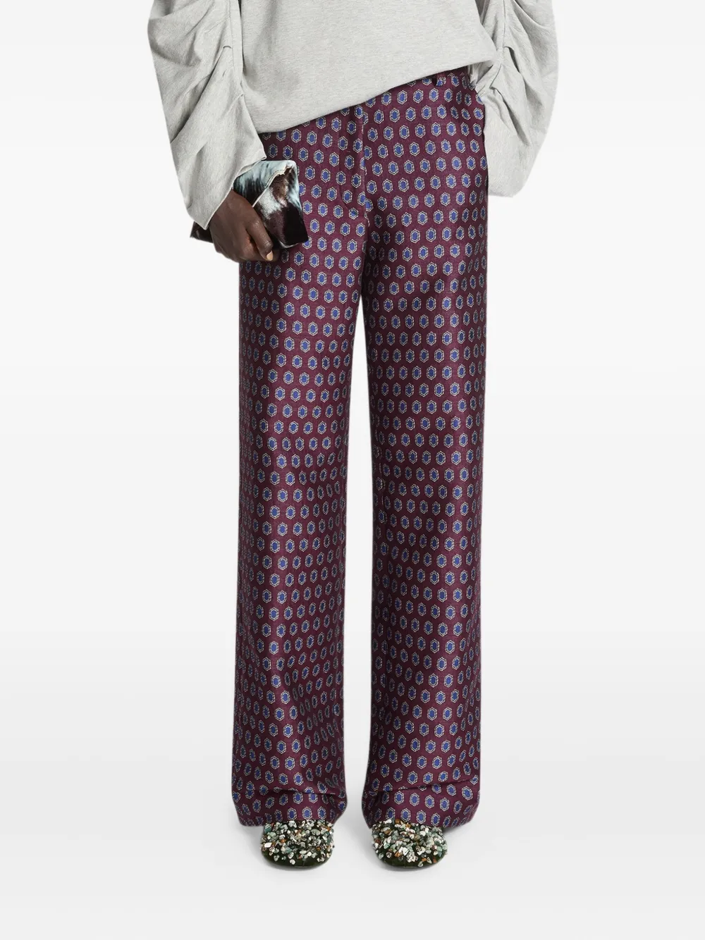 

Брюки с жаккардовым принтом DRIES VAN NOTEN, красный