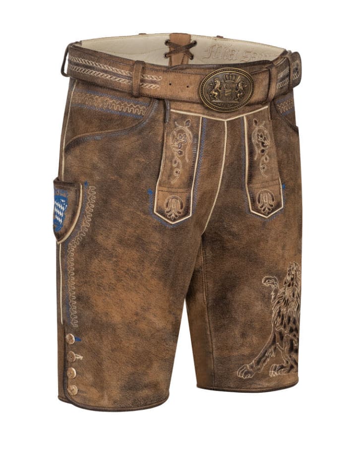 

Nübler Короткие баварские кожаные брюки коричневого цвета