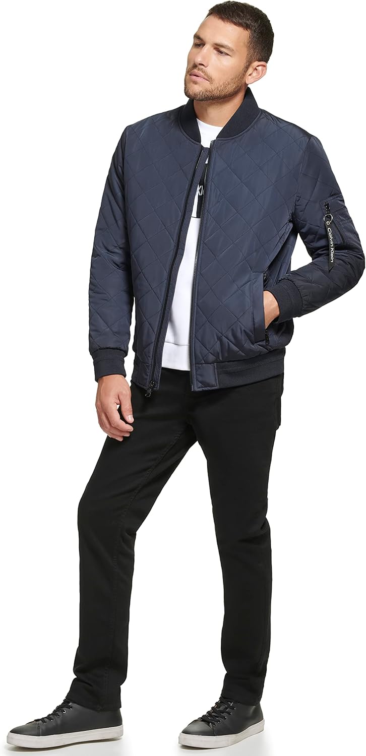 Мужская стеганая летная куртка Calvin Klein с молнией, Flight True Navy — фото 4