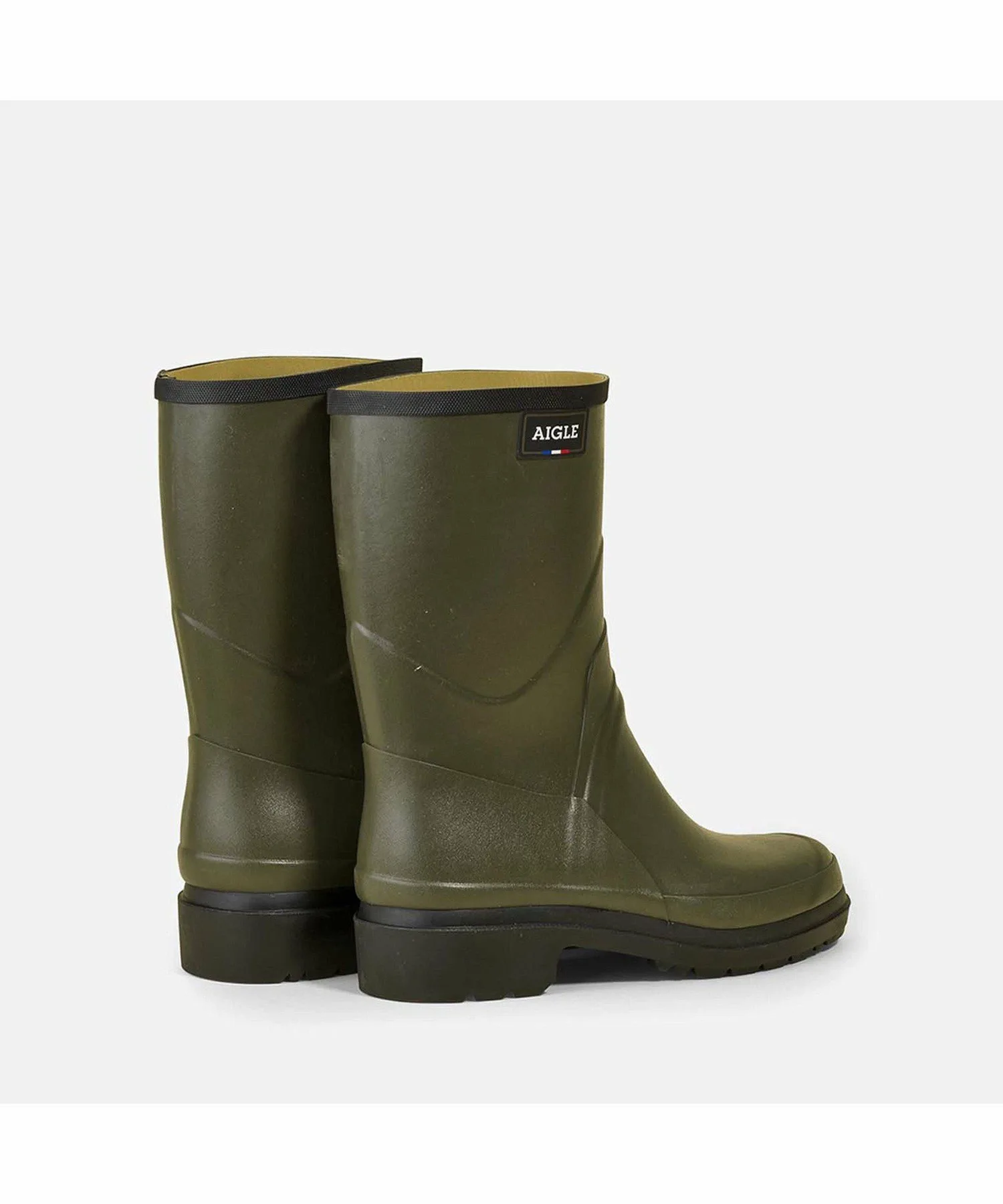 Резиновые сапоги средней длины Bison 2 на низком каблуке Aigle, Khaki — фото 3