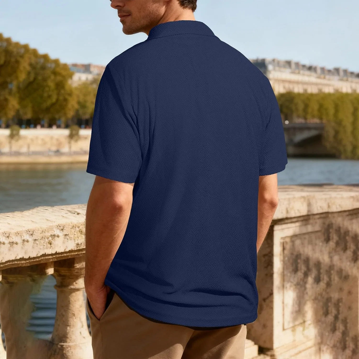 Мужская футболка хенли Western Polo, Navy — фото 2