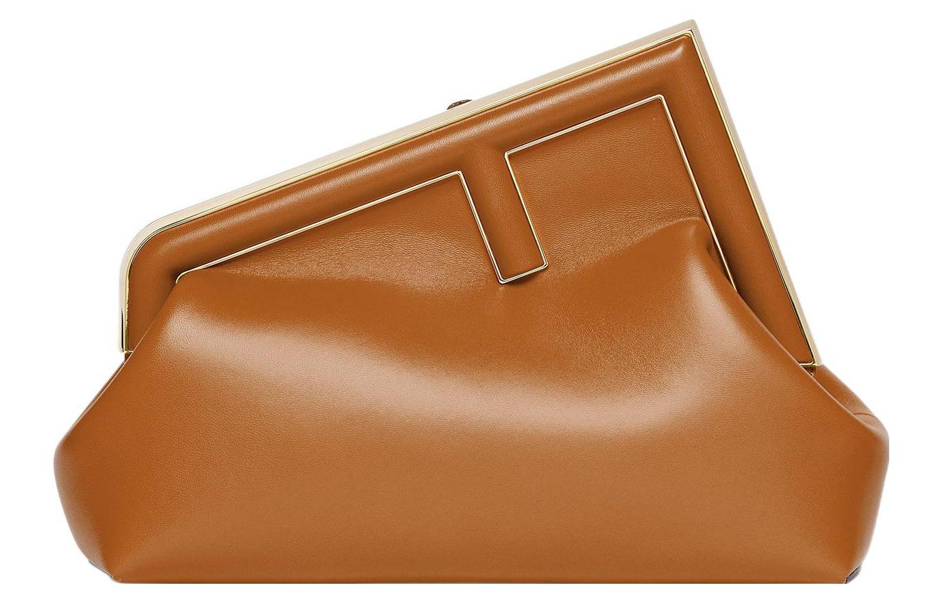 

FENDI Женская коричневая маленькая кожаная клатч через плечо на одно плечо