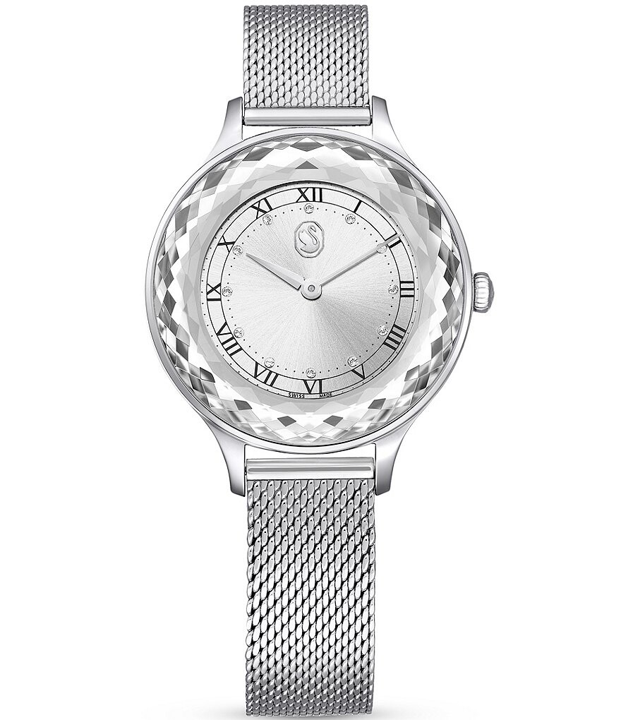 

Женские кварцевые аналоговые часы Swarovski Octea Nova с сетчатым браслетом из нержавеющей стали, серебро