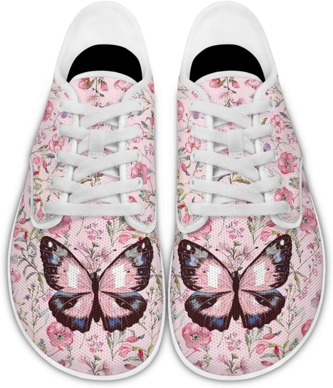 

Кеды Forchrinse с розовым принтом бабочек, модные прогулочные туфли для женщин и девушек, с широким носком, на шнуровке, легкие