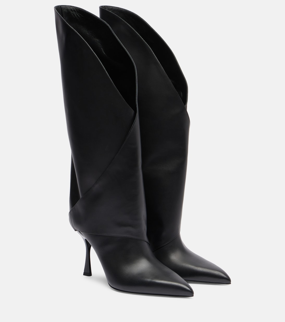 Кожаные сапоги Twist 95 до колена Balmain, Opa Noir