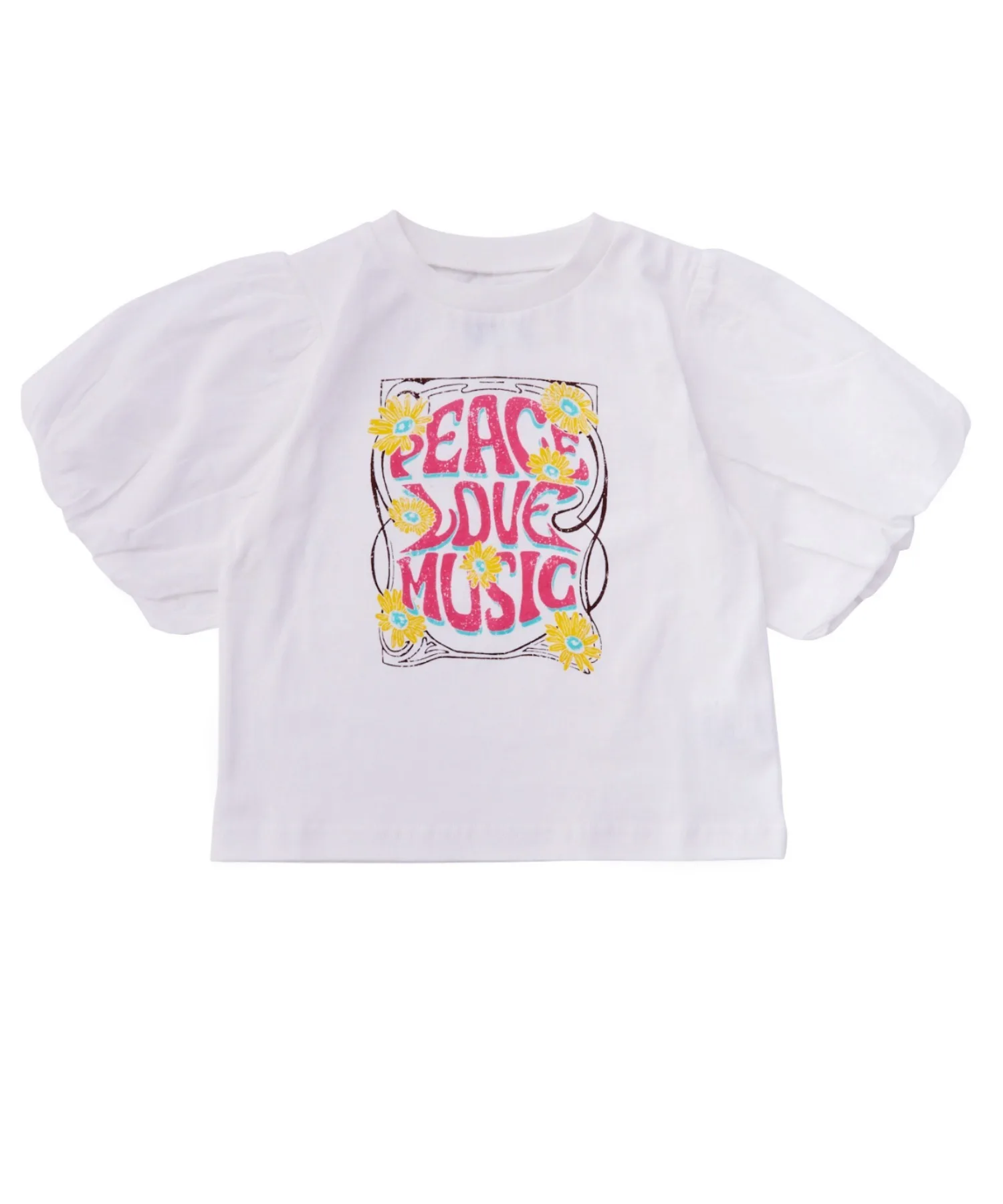 Детская футболка с принтом и рукавами-фонариками Balloon Sleeve T-shirt Ocean&Ground белая