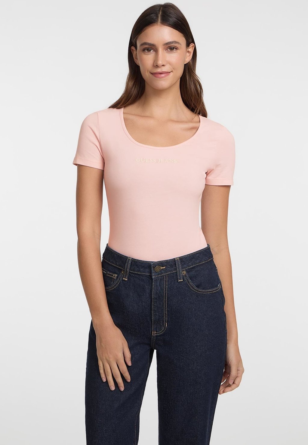 

Футболка с принтом Guess Jeans, розовый