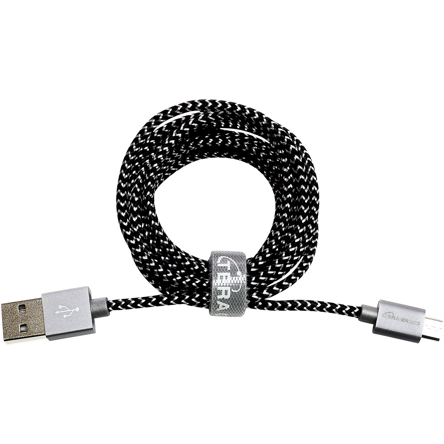 

Плетеный кабель Tera Grand USB 2.0 C — A, 6 футов, черный/белый