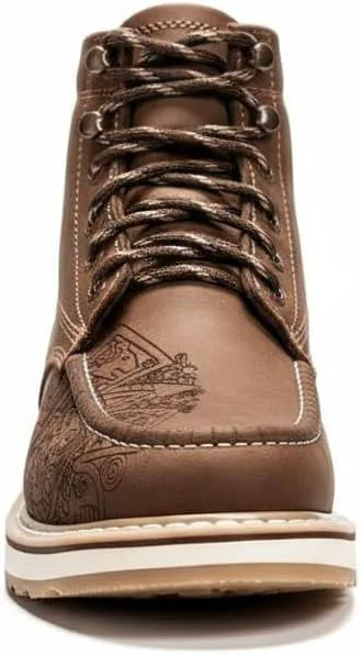 Мужские рабочие ботинки Hammer Original Aztec Moc Toe из натуральной кожи - светло-коричневые, высота подошвы 6 дюймов, двойная плотность, масло- и водостойкие, утепленные, противоусталостные, легкие Generic — фото 2