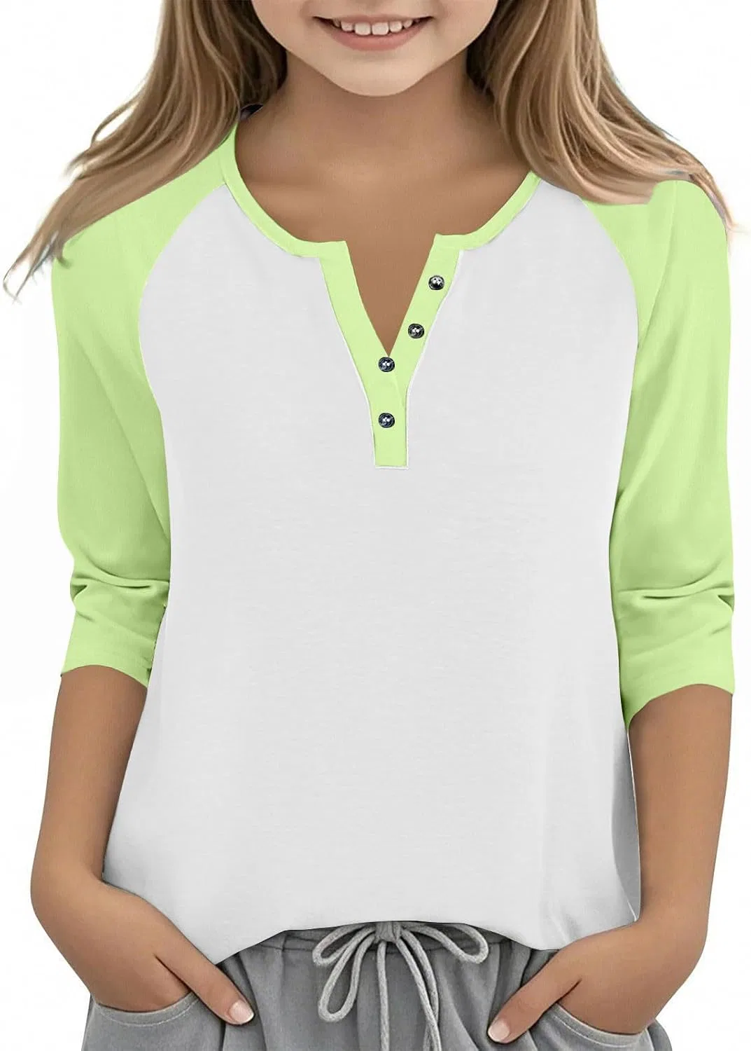Детская блуза с V-образным вырезом, Zzalalana, цвет Mint Green