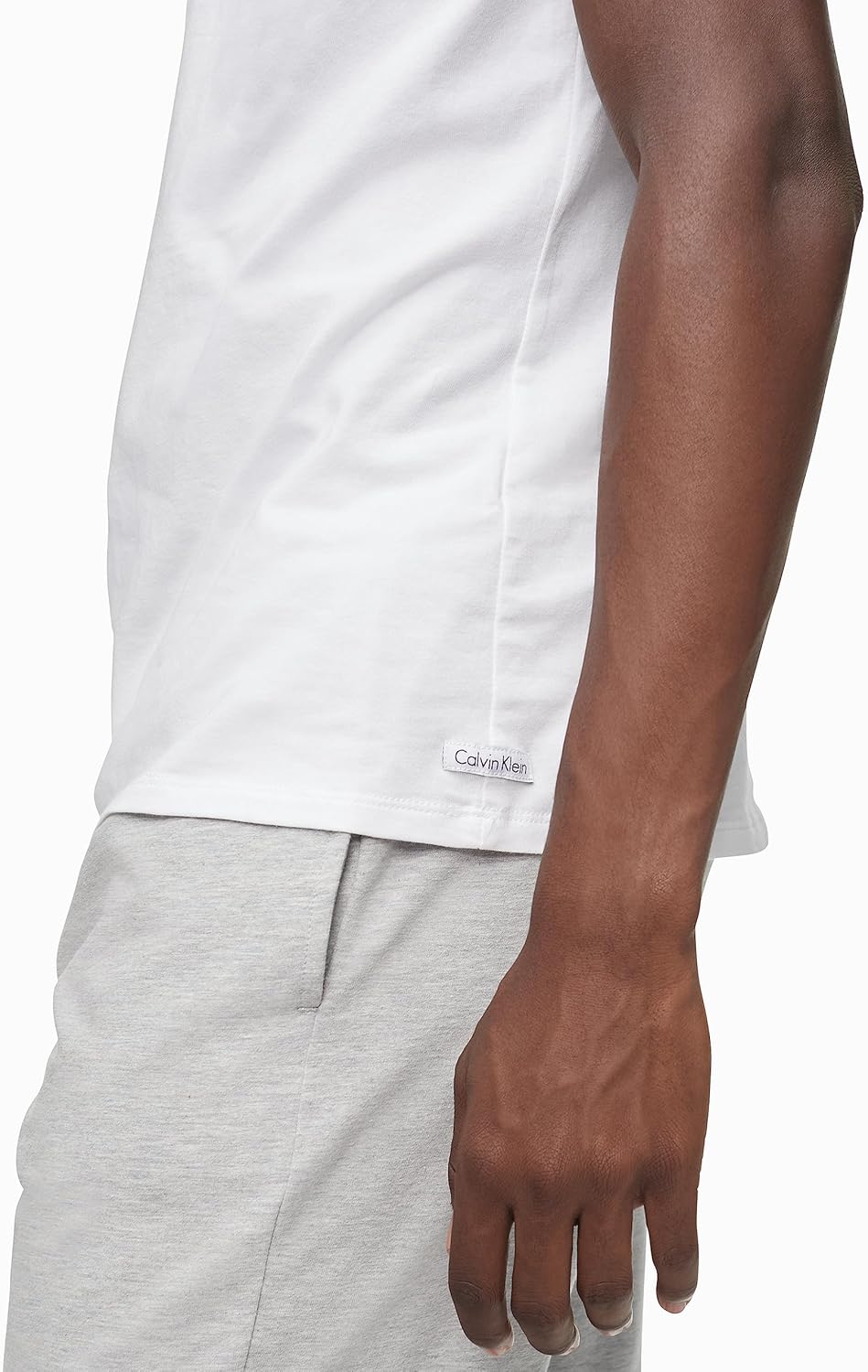 Комплект из 3 мужских нижних маек Calvin Klein из хлопка и эластичной ткани, 3 Classic White Vneck — фото 4