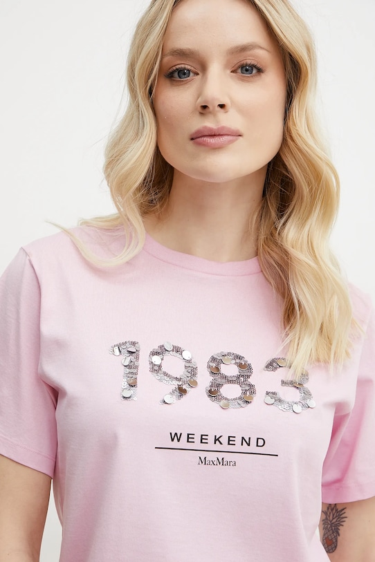 

Хлопковая футболка Weekend Max Mara, розовый