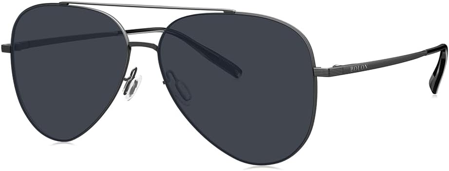 

Легкие металлические классические солнцезащитные очки-авиаторы BOLON с поляризованными линзами для мужчин и женщин, диаметр линз 59 мм, эксклюзивный бренд очков EssilorLuxottica, Matte Black/Blue Grey Polarized Bl7167