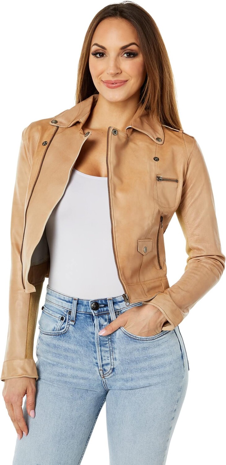 

Куртка jakett NEW YORK Piper Moto Jacket Patina Leather, цвет Au Lait